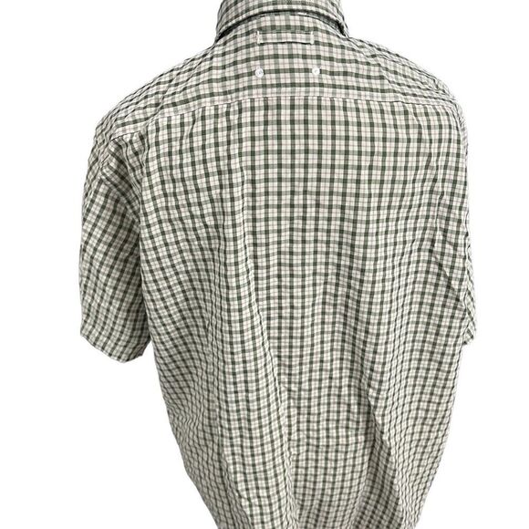 North Face green and white check large men casual, short sleeve button-down - Picture 5 of 11